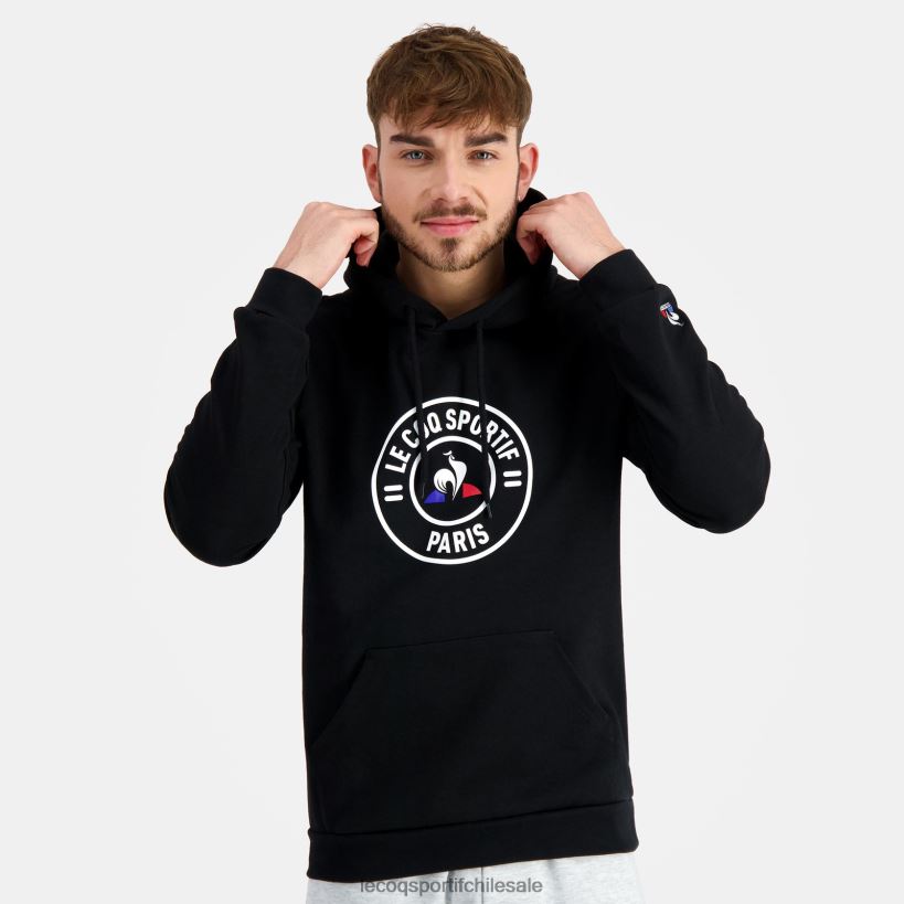 hombres sudadera con capucha negra T24B244 Le Coq Sportif ropa