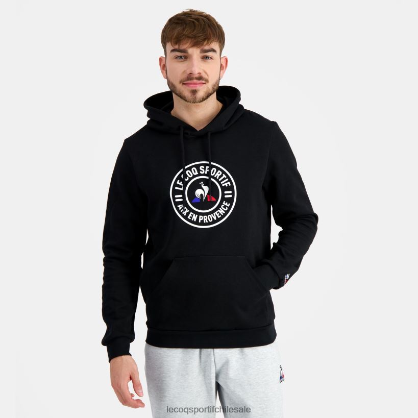 hombres sudadera con capucha negra T24B246 Le Coq Sportif ropa