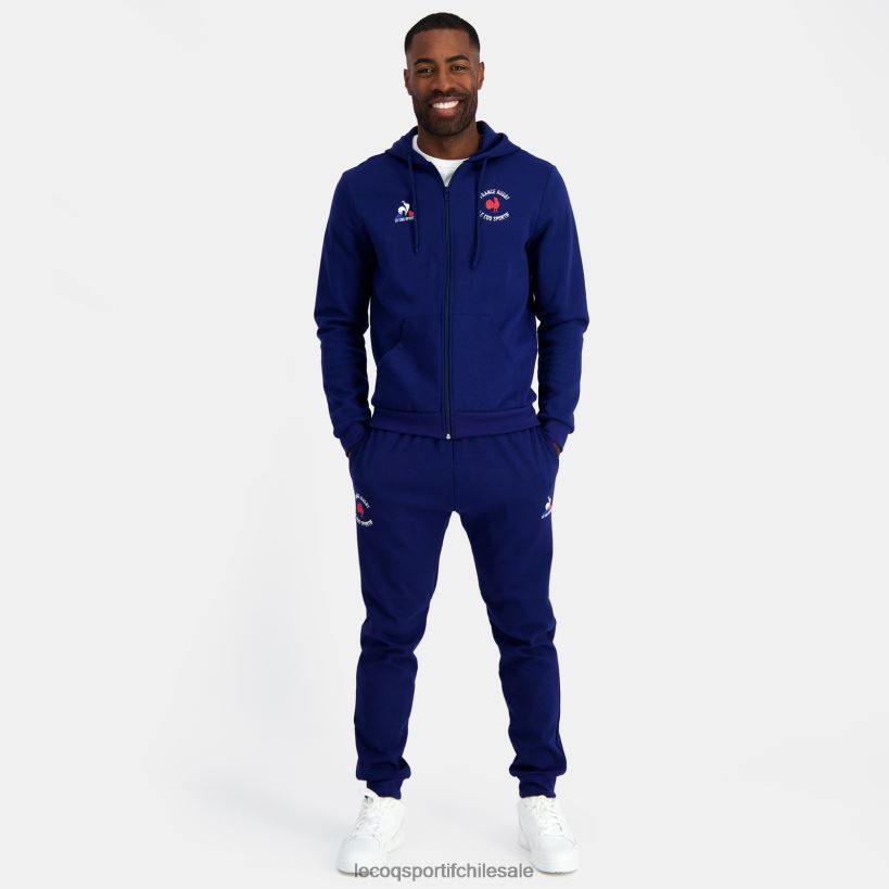 hombres sudadera con capucha y cremallera - france rugby blue T24B228 Le Coq Sportif ropa
