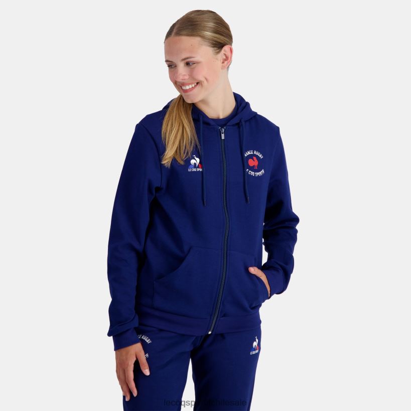 hombres sudadera con capucha y cremallera - france rugby blue T24B228 Le Coq Sportif ropa