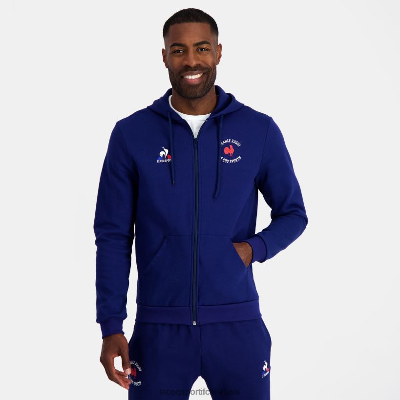 hombres sudadera con capucha y cremallera - france rugby blue T24B228 Le Coq Sportif ropa