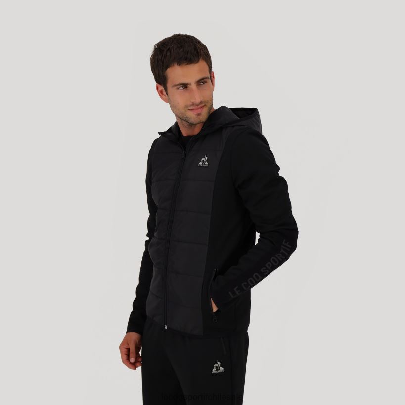 hombres sudadera con capucha y cremallera negra T24B2450 Le Coq Sportif ropa