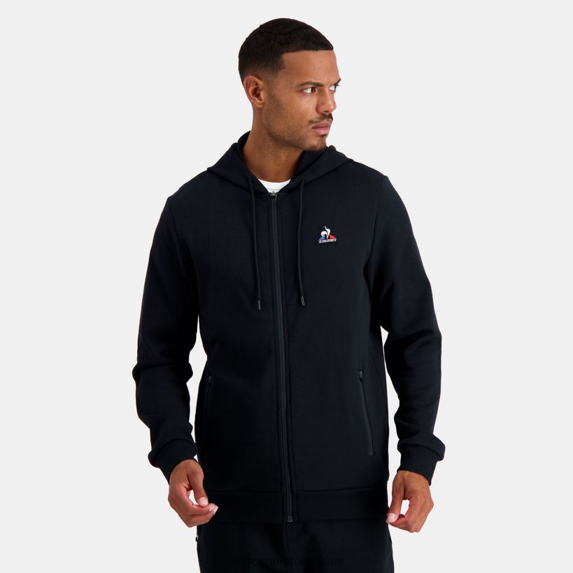 hombres sudadera con capucha y cremallera negra T24B248 Le Coq Sportif ropa