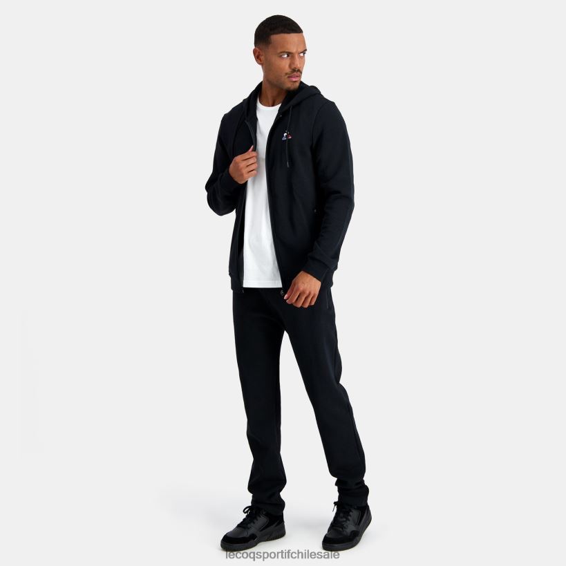 hombres sudadera con capucha y cremallera negra T24B248 Le Coq Sportif ropa