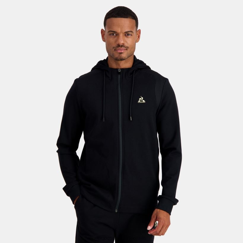 hombres sudadera con capucha y cremallera negra T24B270 Le Coq Sportif ropa
