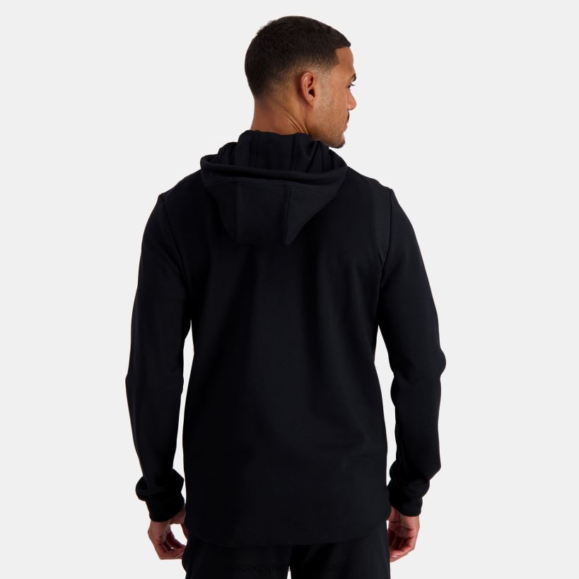 hombres sudadera con capucha y cremallera negra T24B270 Le Coq Sportif ropa