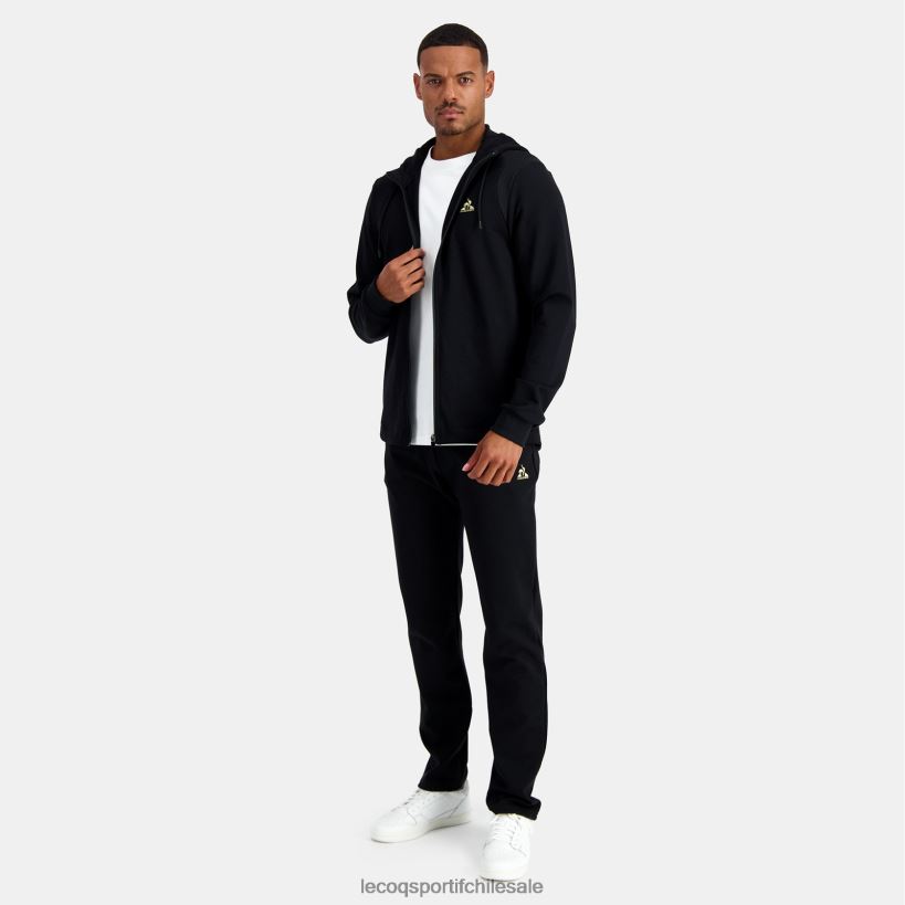 hombres sudadera con capucha y cremallera negra T24B270 Le Coq Sportif ropa
