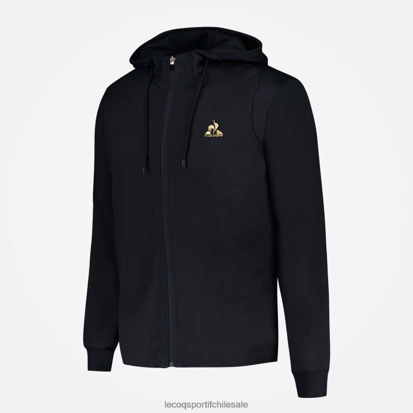 hombres sudadera con capucha y cremallera negra T24B270 Le Coq Sportif ropa