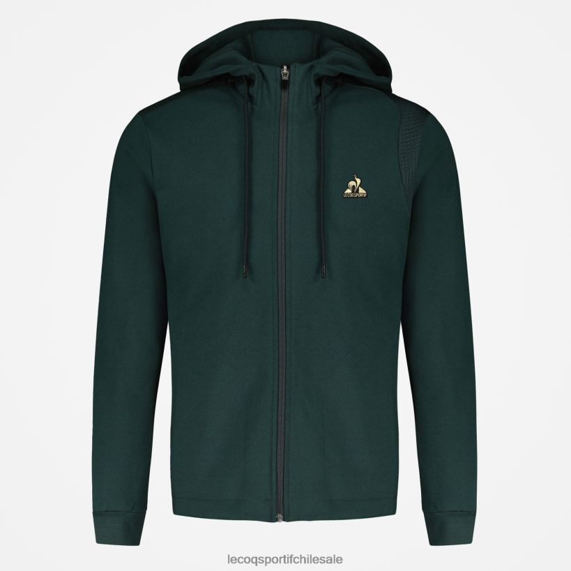 hombres sudadera con capucha y cremallera verde T24B2462 Le Coq Sportif ropa