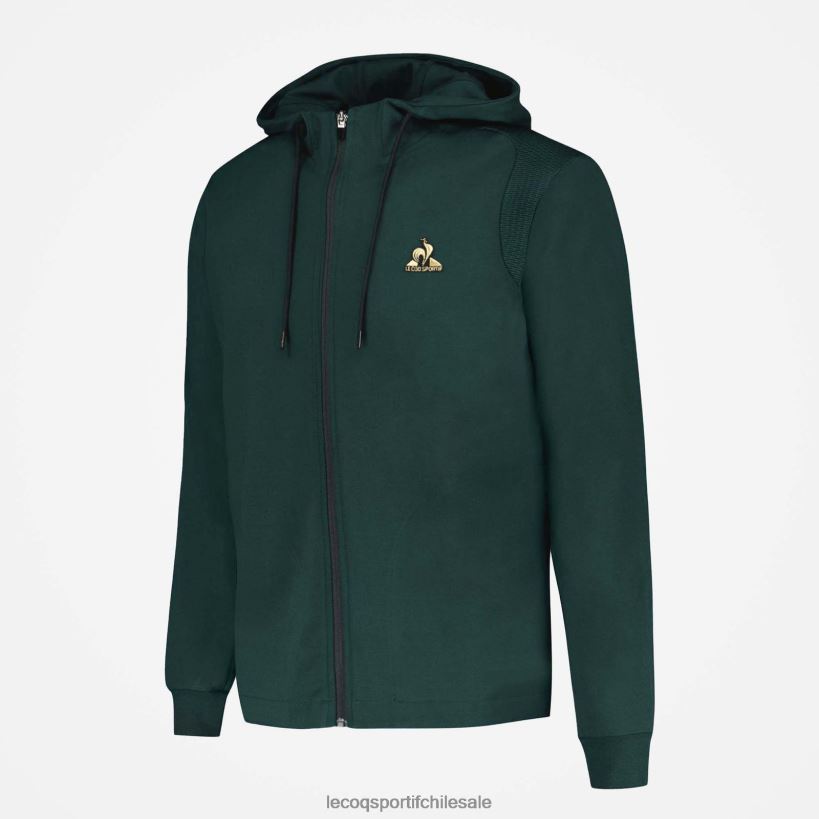 hombres sudadera con capucha y cremallera verde T24B2462 Le Coq Sportif ropa
